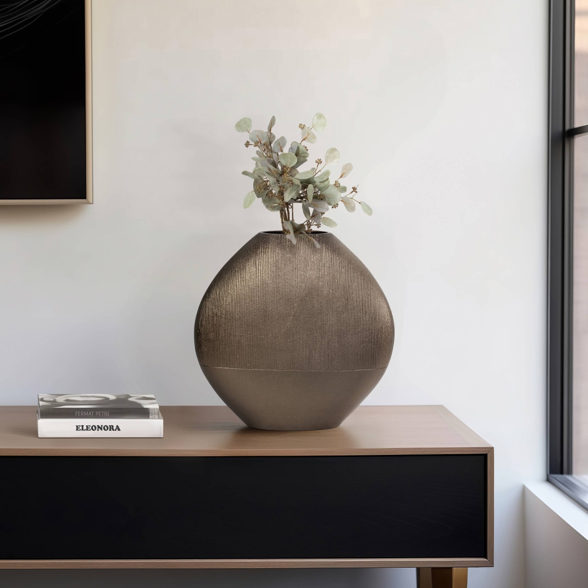 22 in. Bronze Metal with Antique Finish Decorative Vase - HER Home Design Boutique