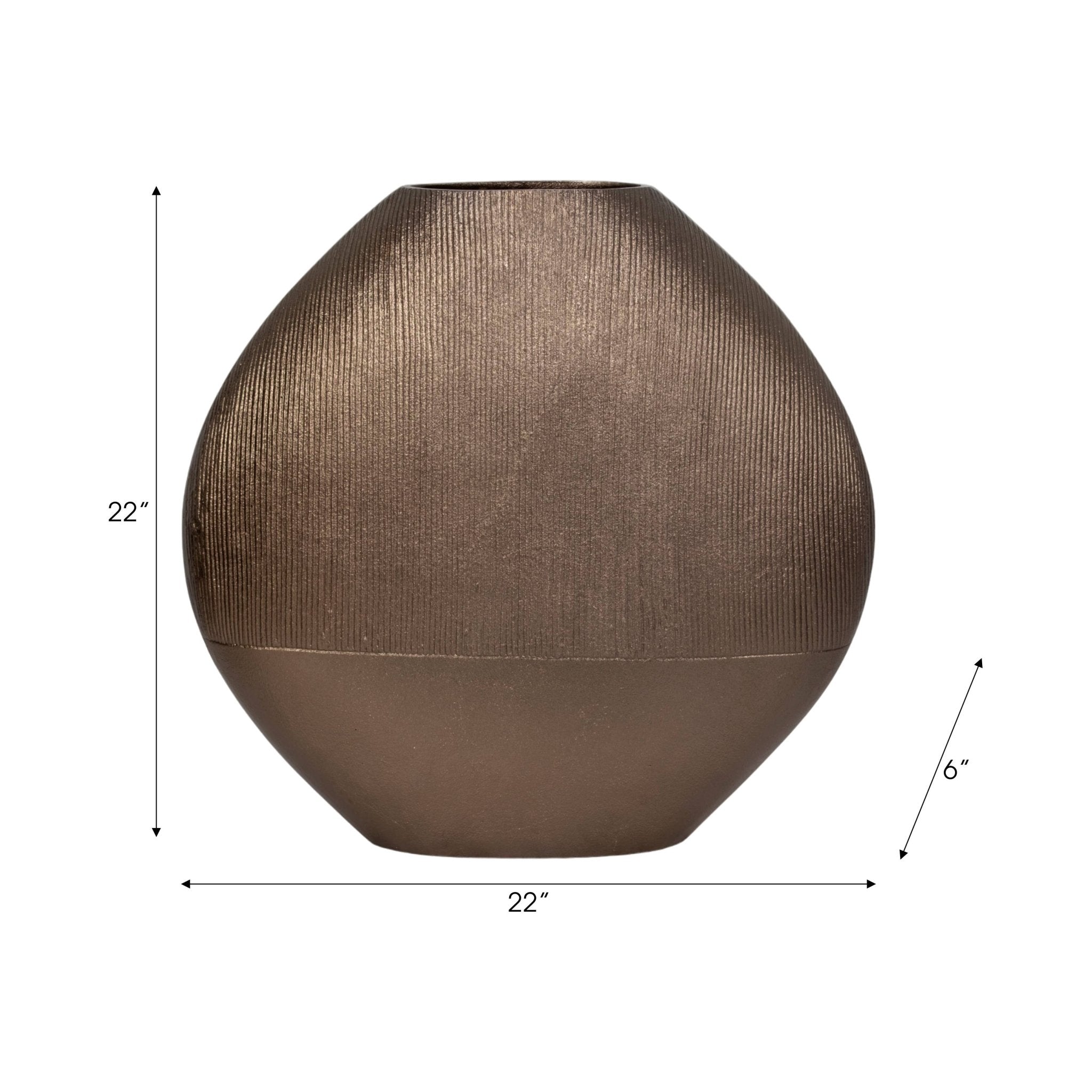 22 in. Bronze Metal with Antique Finish Decorative Vase - HER Home Design Boutique