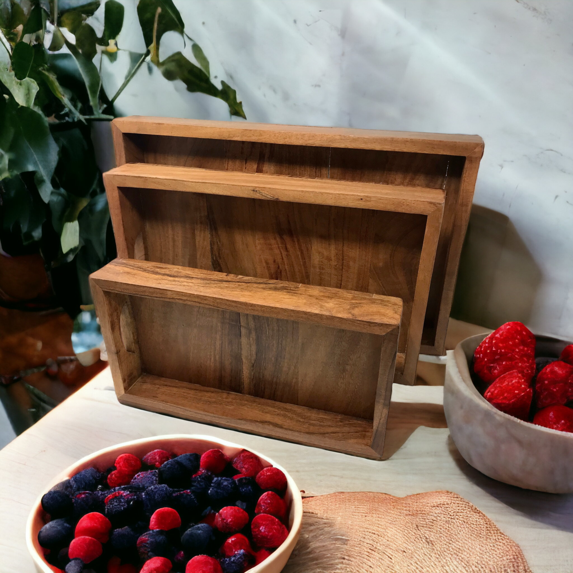 Set of 3 Solid Wood Serving/Charcuterie Trays