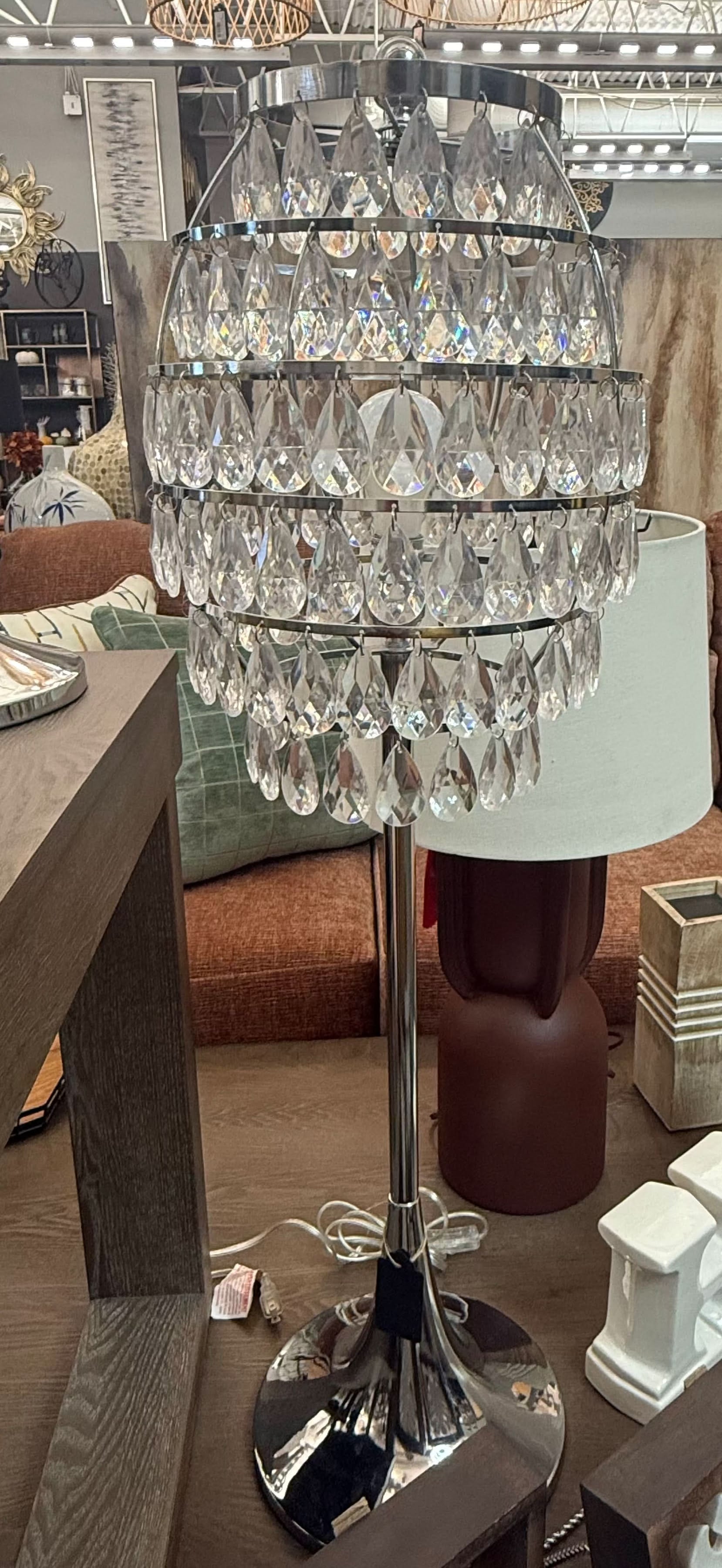 Rhinestone Lamps in Silver (Set of 2)