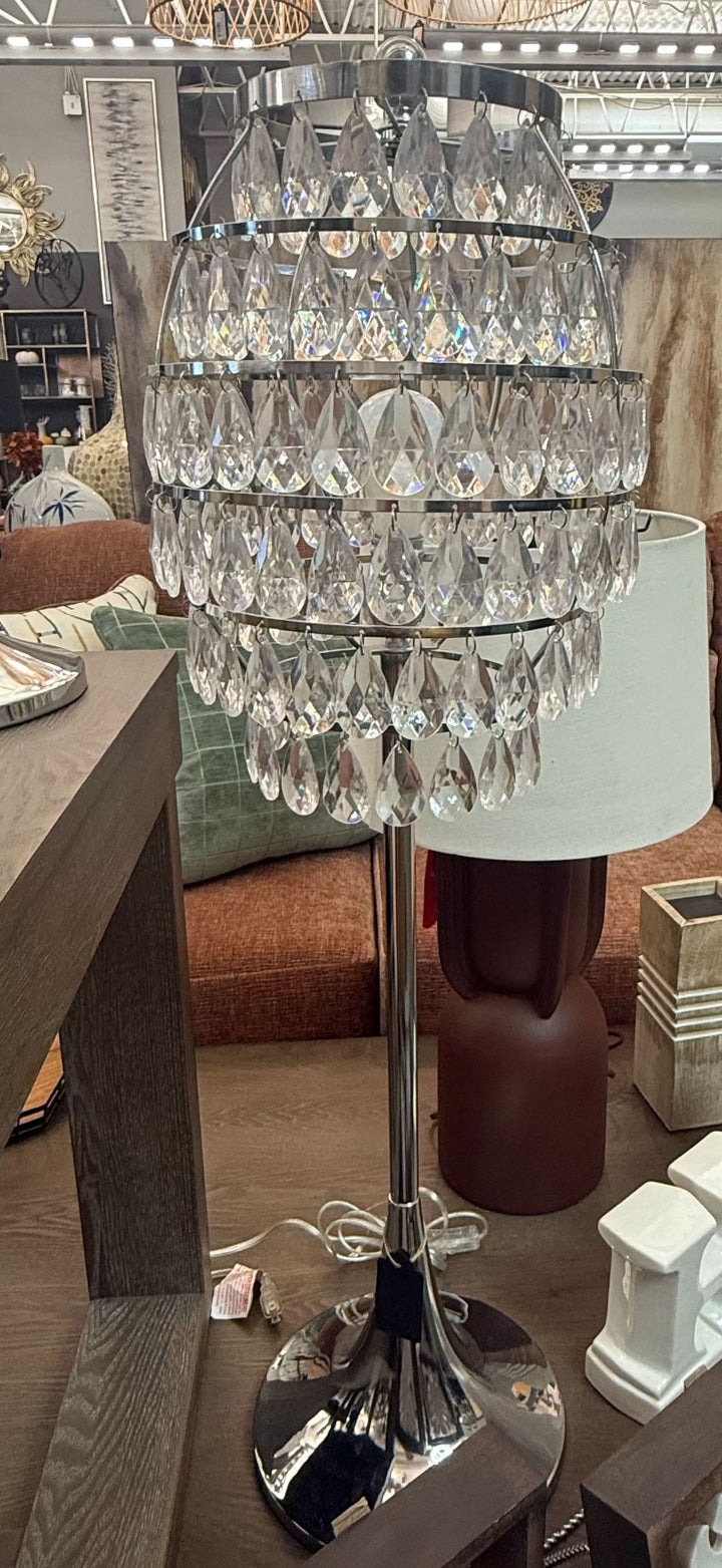 Rhinestone Lamps in Silver (Set of 2)
