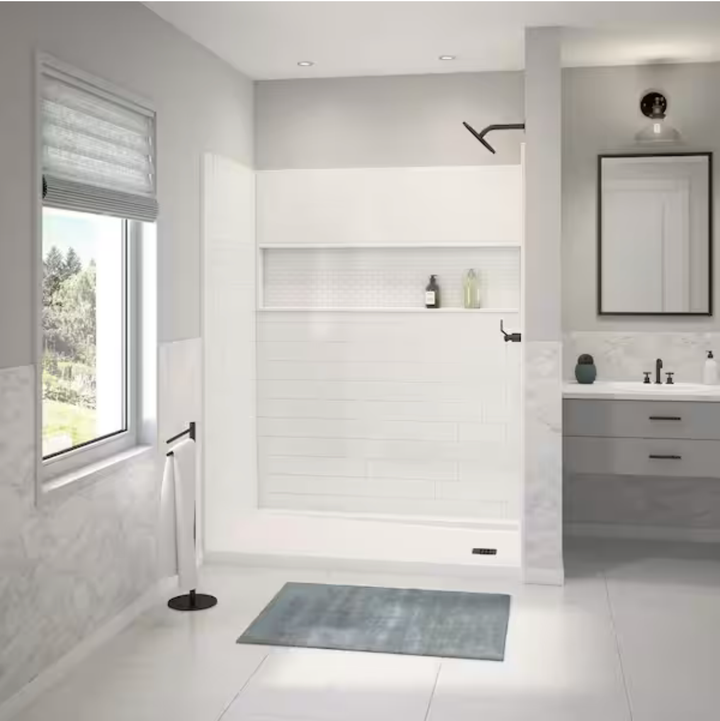 Aloha ShowerCast 60 in. L x 30 in. W x 76 in. H 4 - Piece Alcove Shower Stall Kit w/ NexTile Shower Wall and RH Shower Pan - HER Home Design Boutique