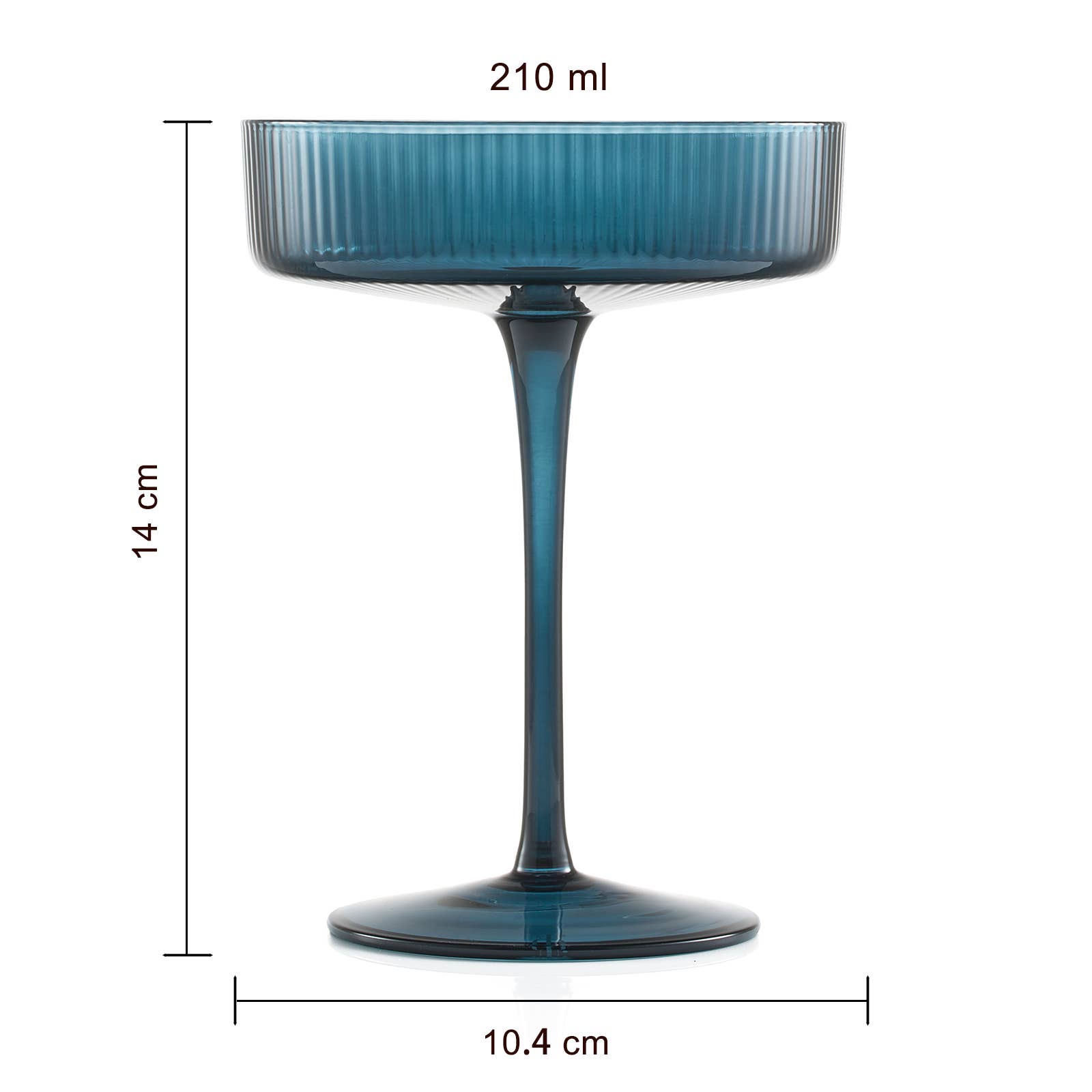 Art Deco Ribbed Pastel Coupe, & Cocktail Glasses - 6 Set - HER Home Design Boutique