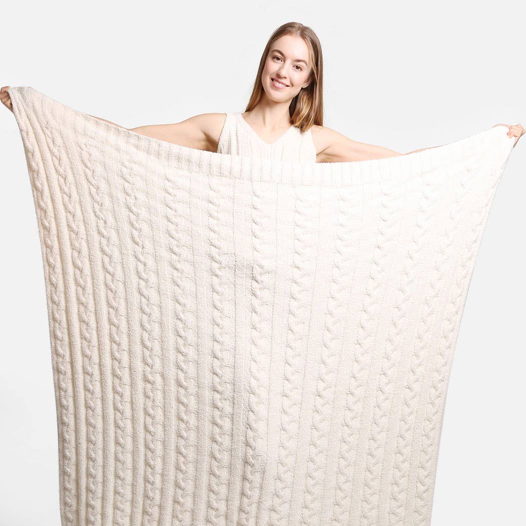 Braided Cable Knit Luxury Soft Throw Blanket - HER Home Design Boutique