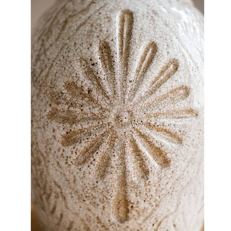 Carved Floral Vase in White - HER Home Design Boutique