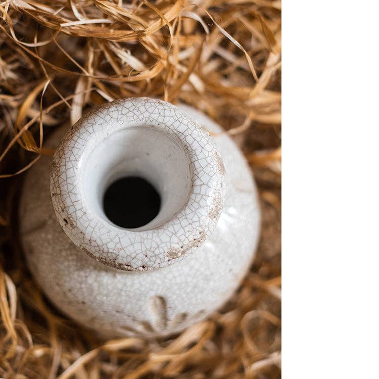 Carved Floral Vase in White - HER Home Design Boutique