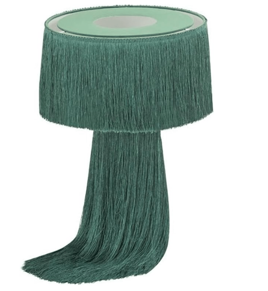 Collata Cotton Tasseled and Textured Table Lamp in Emerald - HER Home Design Boutique