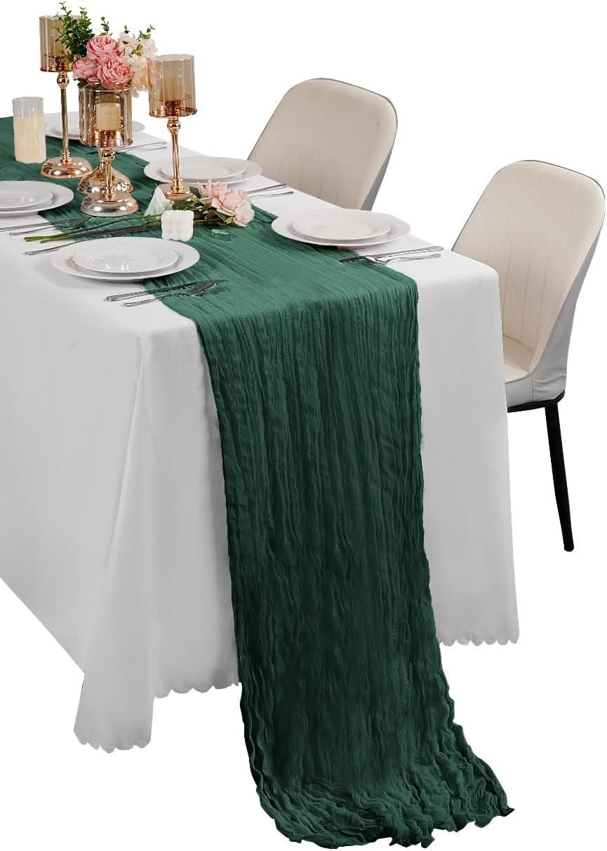 Dark Green Cheesecloth Table Runner - HER Home Design Boutique