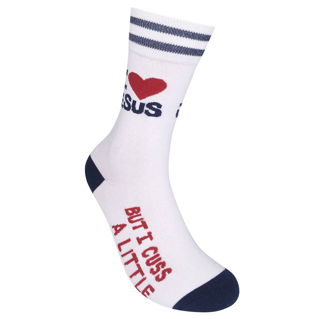 I Love Jesus (But I Cuss a Little) Socks | Funny Socks - HER Home Design Boutique