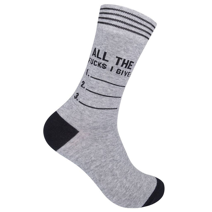 List Of All The Fucks I Give Socks - Closeout | Funatic - HER Home Design Boutique
