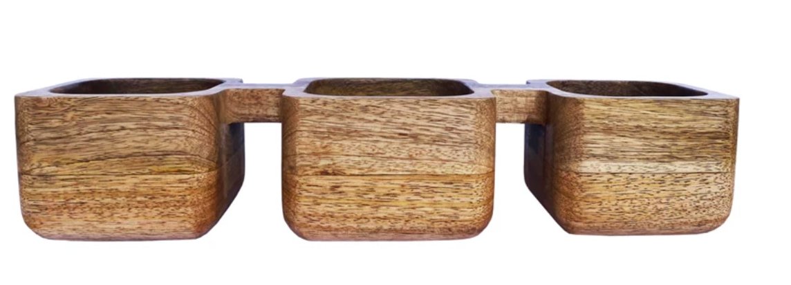Mango Wood Dish w/ 3 Sections, Natural - HER Home Design Boutique