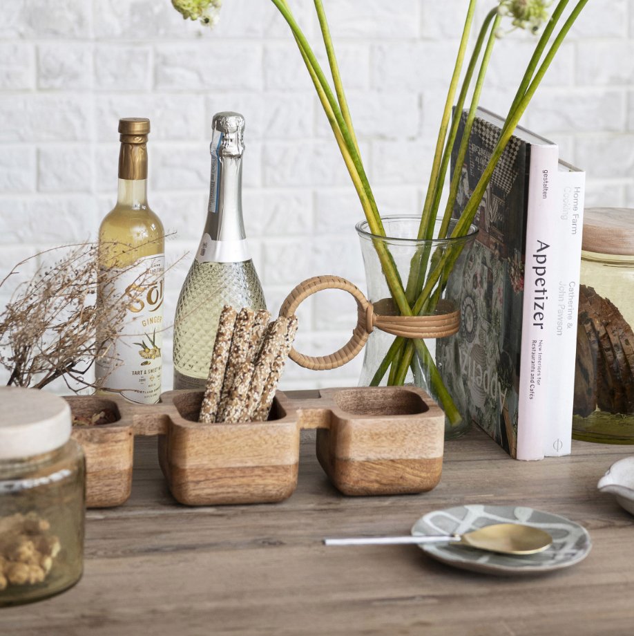 Mango Wood Dish w/ 3 Sections, Natural - HER Home Design Boutique