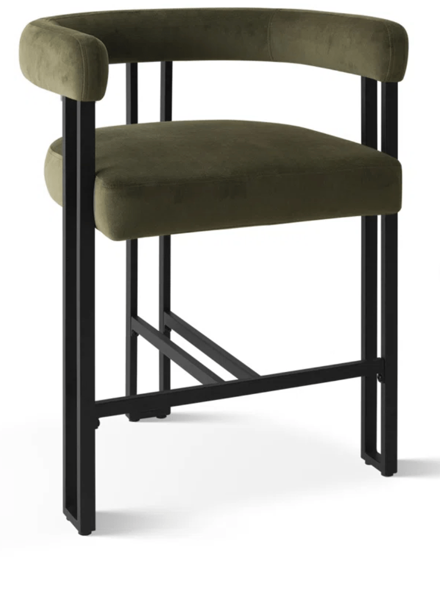 Modern Upholstered Counter Stool in Olive Matrini (Sold Individually) - HER Home Design Boutique