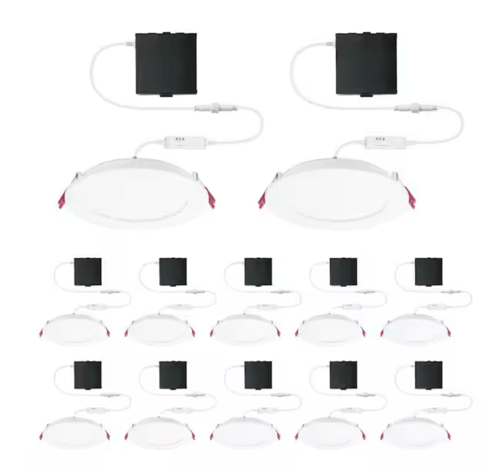 Pro Value Series LED 6 in Round Adj Color Temp Canless Recessed Light for Kitchen Bath Living rooms, Wht 12 - Pk - HER Home Design Boutique
