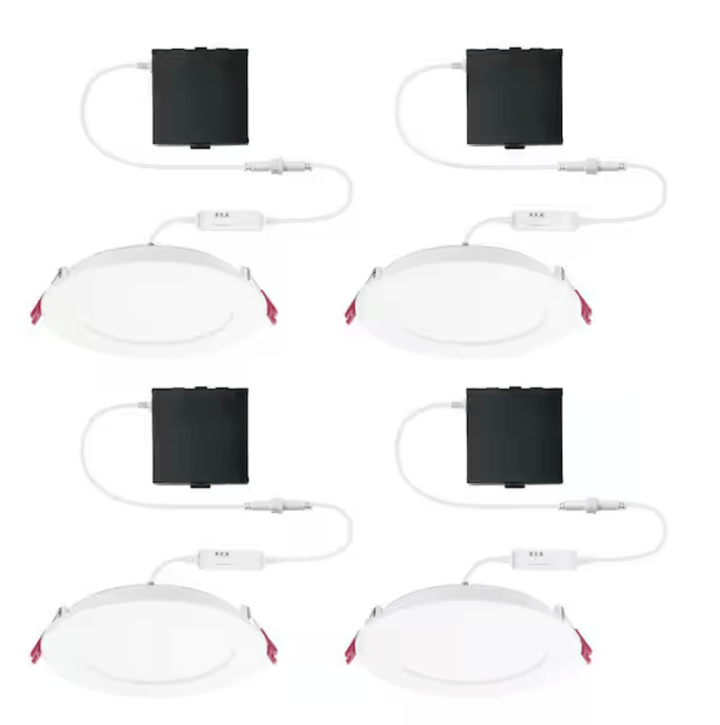 Pro Value Series LED 6 in Round Adj Color Temp Canless Recessed Light for Kitchen Bath Living rooms, Wht 4 - Pk - HER Home Design Boutique