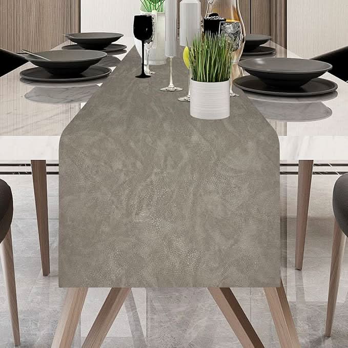Silver Faux Leather Table Runner - HER Home Design Boutique