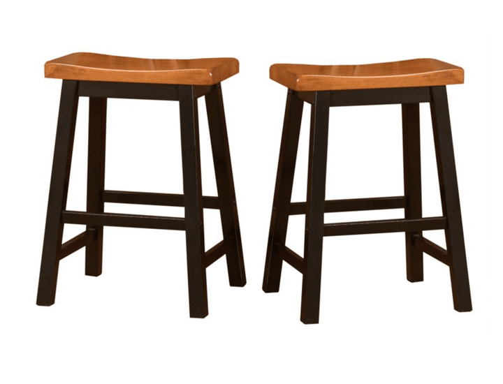 Studio Glouser Farmhouse Wooded 24 Inch Backless Saddle Counter Stools, Set of 2, Black - HER Home Design Boutique