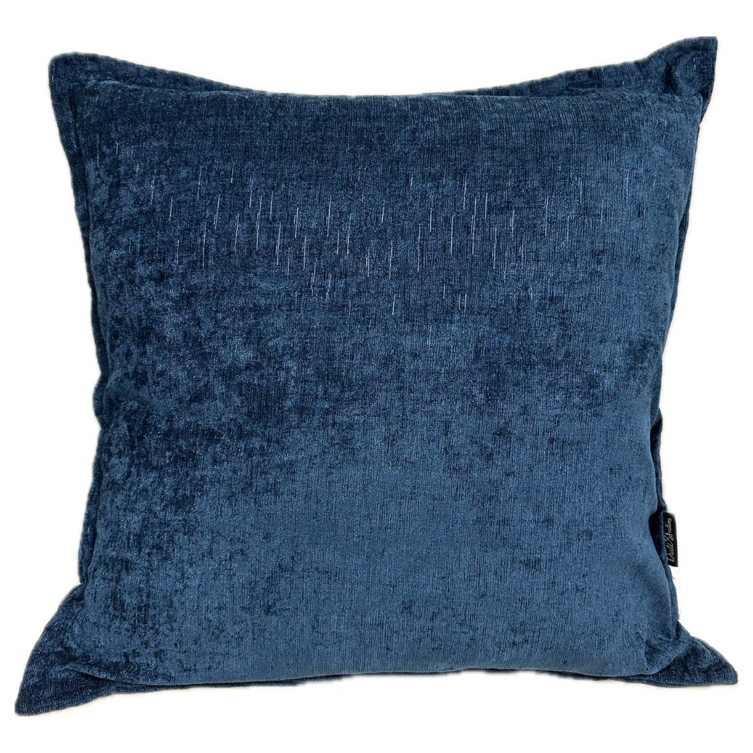Transitional Indigo Throw Pillow with Reflective Stitching - HER Home Design Boutique