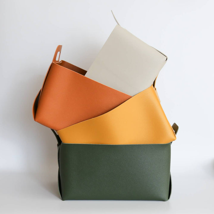 Vegan Leather Storage Basket Gift Box, Medium - HER Home Design Boutique