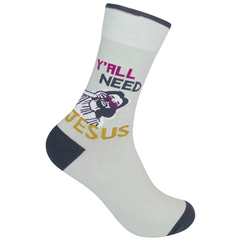 Y'All Need Jesus Socks | Funny Unisex Socks | Graphic Socks - HER Home Design Boutique