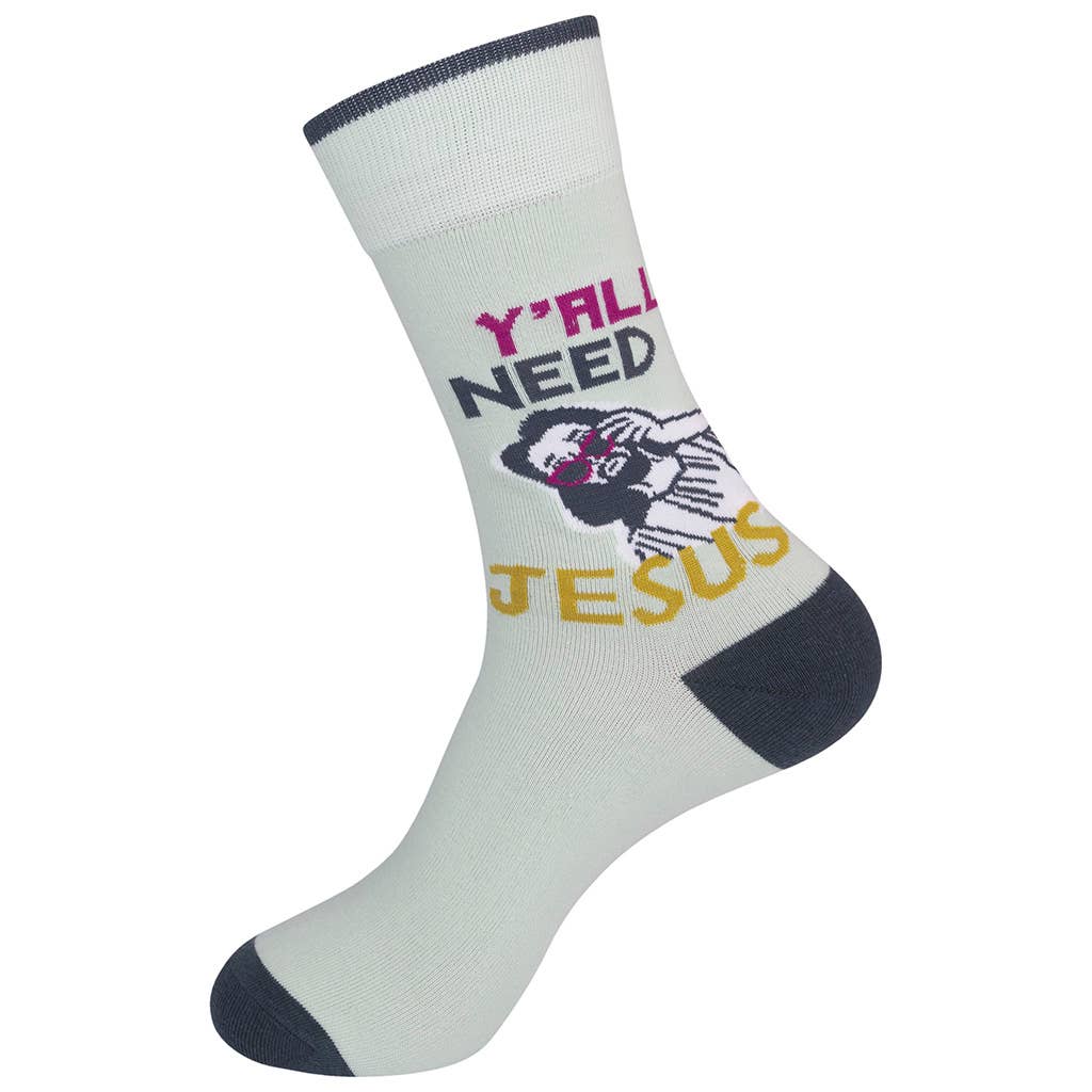 Y'All Need Jesus Socks | Funny Unisex Socks | Graphic Socks - HER Home Design Boutique
