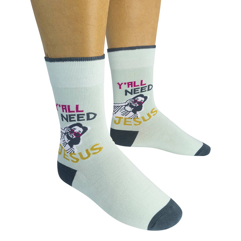 Y'All Need Jesus Socks | Funny Unisex Socks | Graphic Socks - HER Home Design Boutique