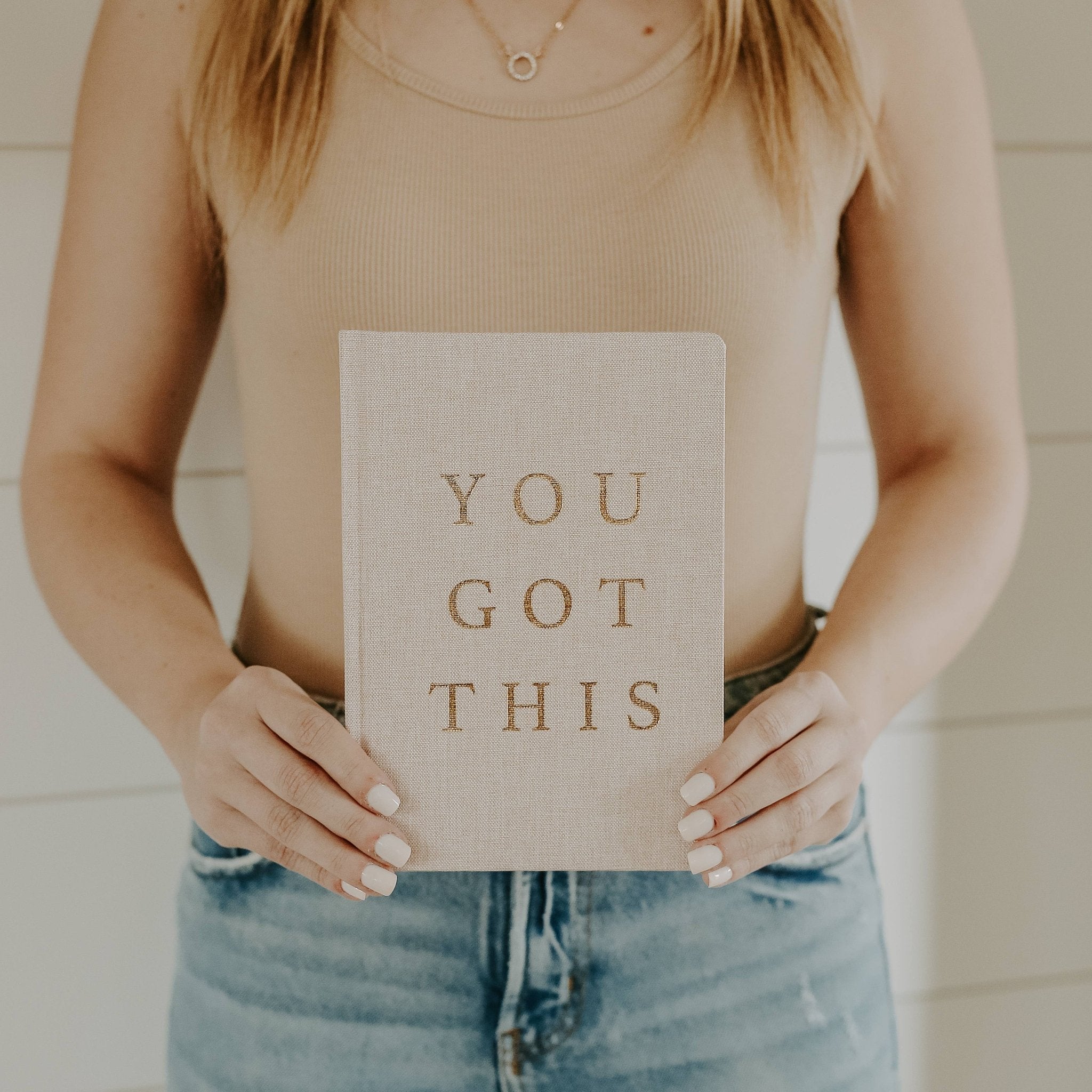 You Got This - Tan and Gold Foil Fabric Journal - HER Home Design Boutique