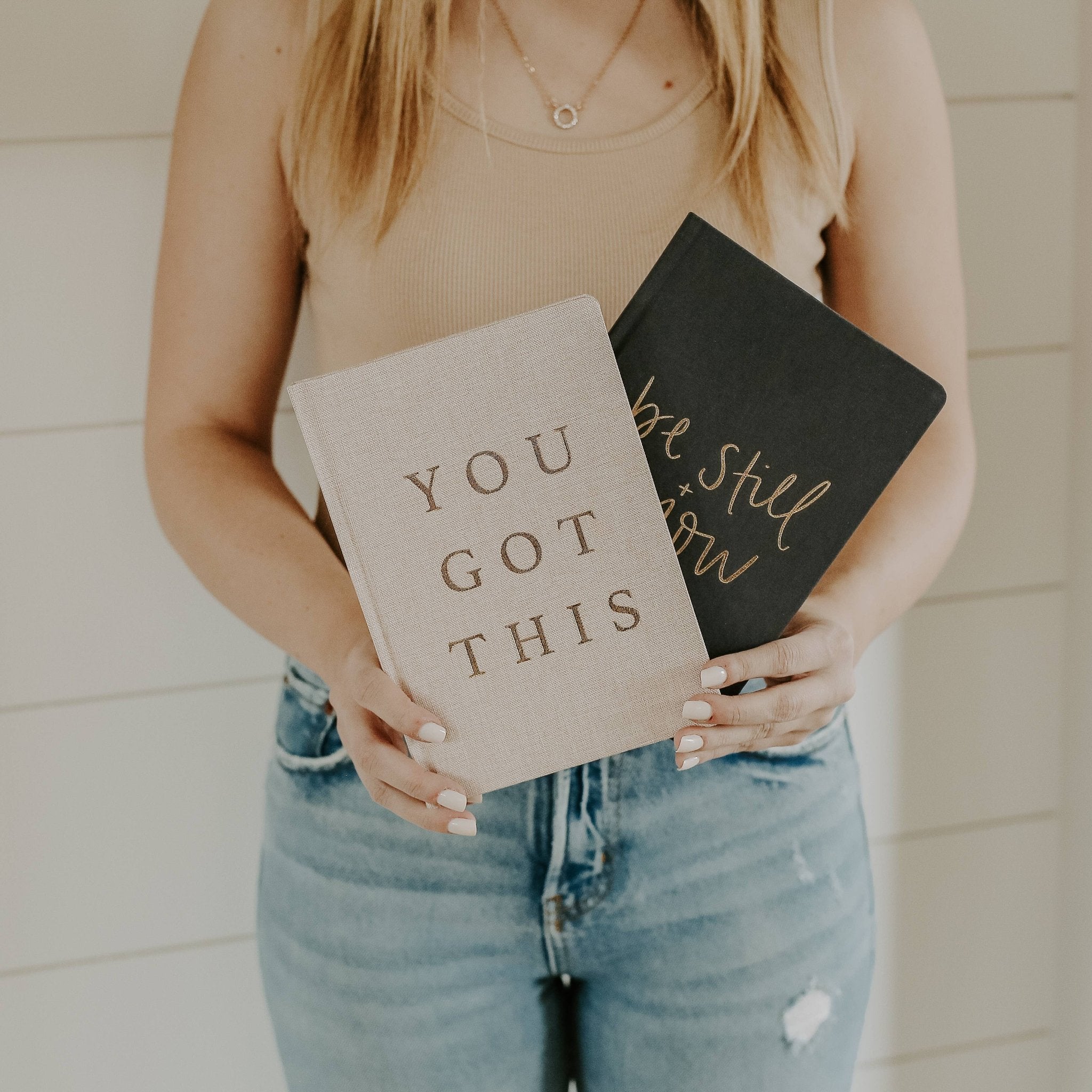 You Got This - Tan and Gold Foil Fabric Journal - HER Home Design Boutique