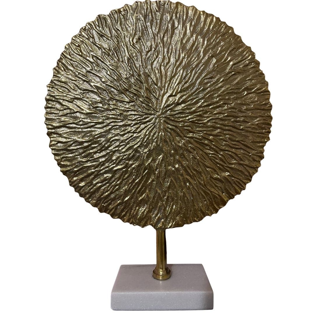 14" Round Metal Textured Disk in Gold - HER Home Design Boutique