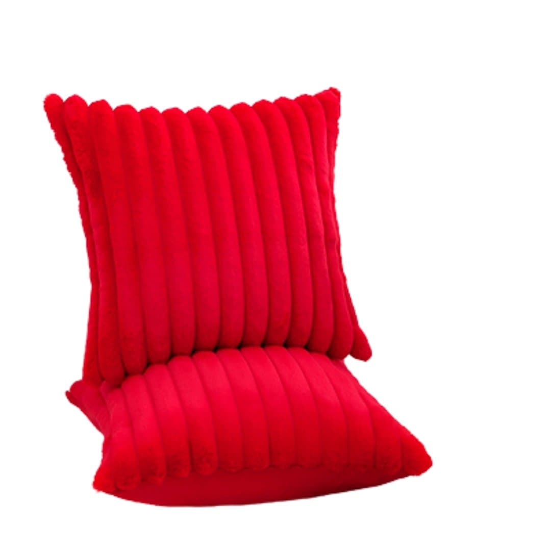 18x18 Faux Rabbit Fur Throw Pillow in Red (Set of 2) - HER Home Design Boutique