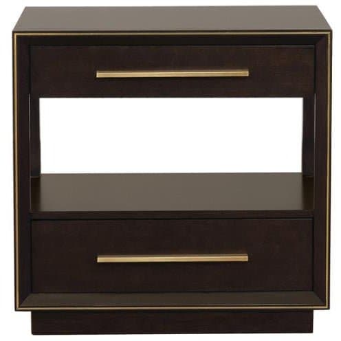 2-Drawer Nightstand Smoked Peppercorn and Gold - HER Home Design Boutique