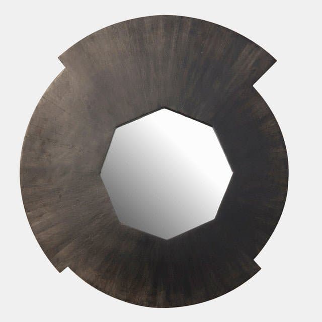 23' Abstract Mango Wood Round Mirror in Deep Espresso - HER Home Design Boutique