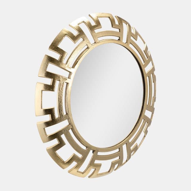 24" Metal Tribal Round Mirror in Gold - HER Home Design Boutique