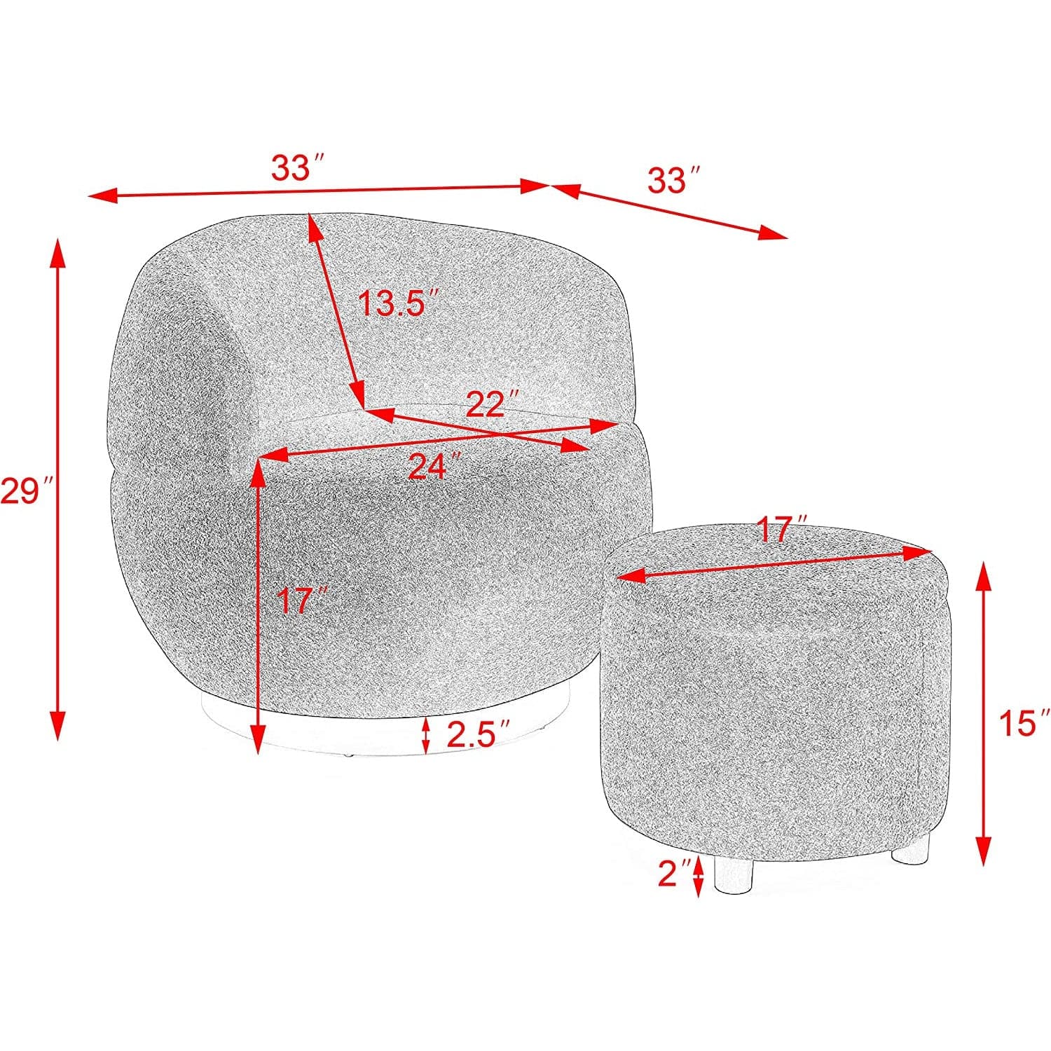 360-Degree Swivel Barrel Chair with Storage Ottoman in Black and Gold - HER Home Design Boutique