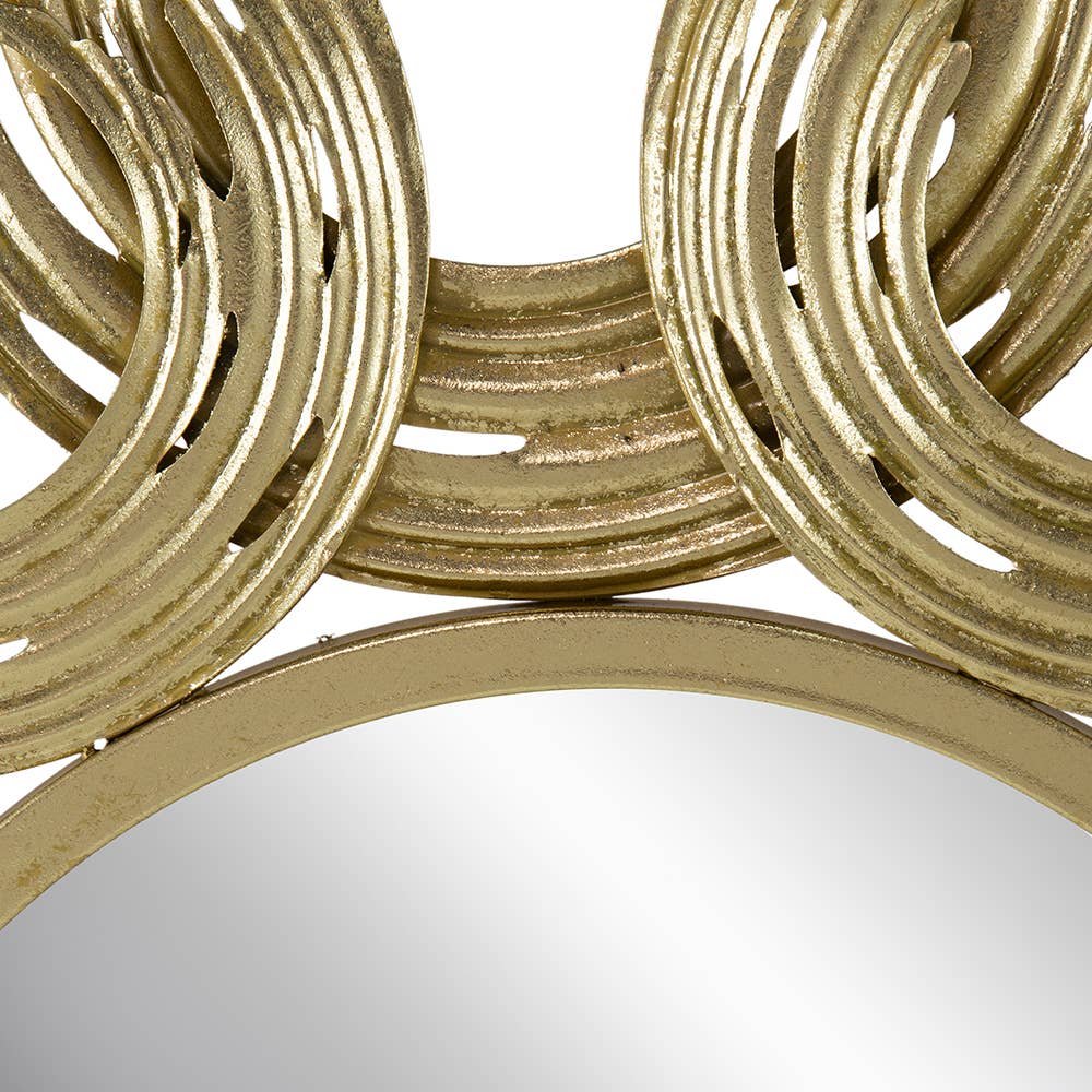 38" Sunburst Metal Decorative Mirror with Gold Finish, Boho: Gold / Iron - HER Home Design Boutique