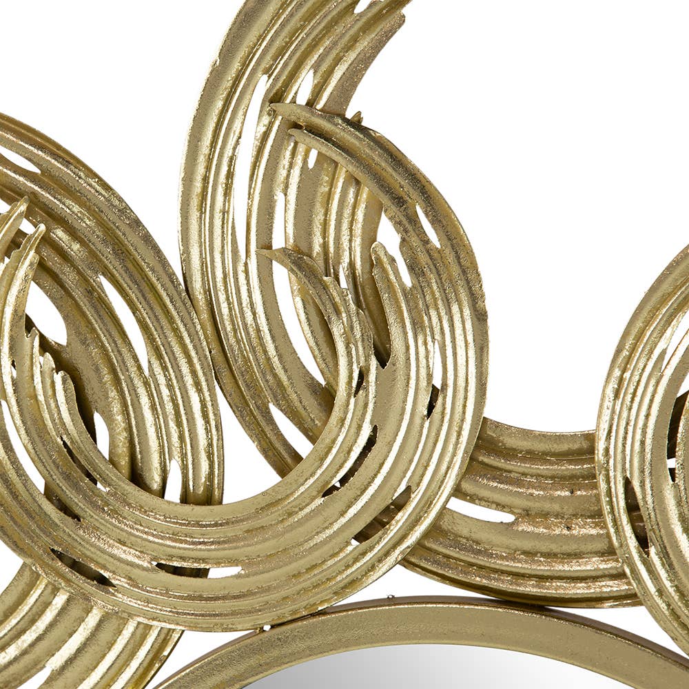 38" Sunburst Metal Decorative Mirror with Gold Finish, Boho: Gold / Iron - HER Home Design Boutique