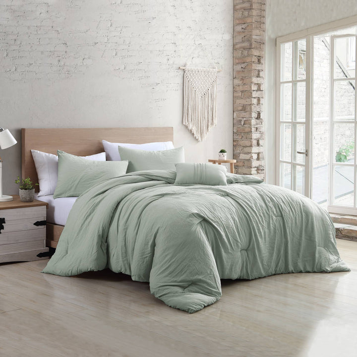 4 Piece Garment Washed Comforter Set: Spa / Queen - HER Home Design Boutique