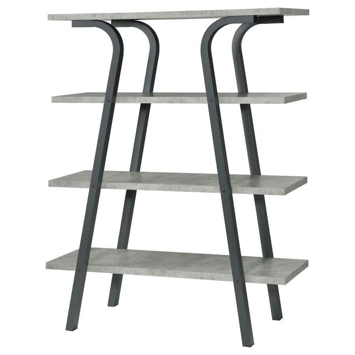 4-Tier Rectangular Bookcase in Cement and Gunmetal - HER Home Design Boutique