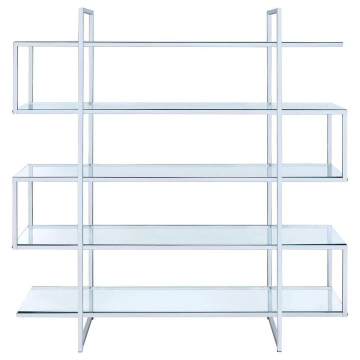 5-Shelf Bookcase in Chrome And Clear - HER Home Design Boutique