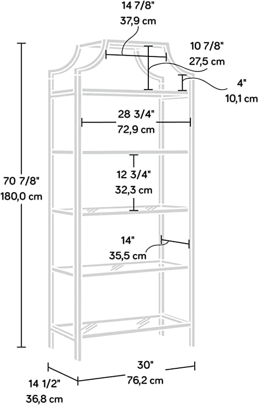 5-Shelf Metal Bookcase in Satin Gold - HER Home Design Boutique