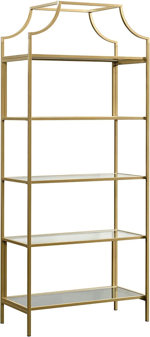5-Shelf Metal Bookcase in Satin Gold - HER Home Design Boutique