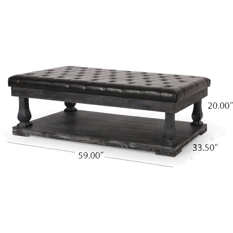 59" Tufted Rectangle Cocktail with Storage Ottoman - HER Home Design Boutique