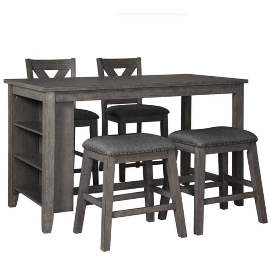 5pc Counter Height Set in Dark Grey - HER Home Design Boutique