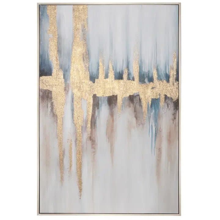 60X41 Hand Painted Canvas Abstract- Framed in Blue - HER Home Design Boutique