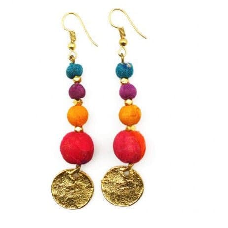 Aasha Hammered Disk Dangle Earrings - HER Home Design Boutique