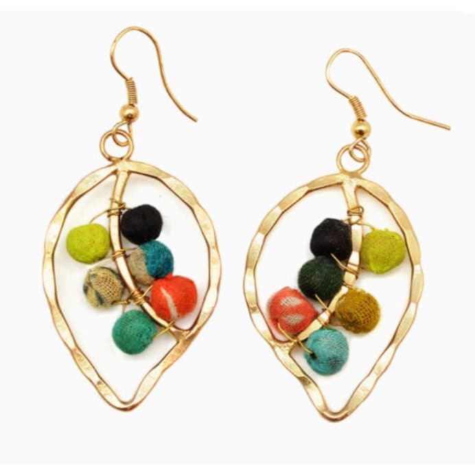 Aasha Leaf Shaped Beads Dangle Earrings - HER Home Design Boutique