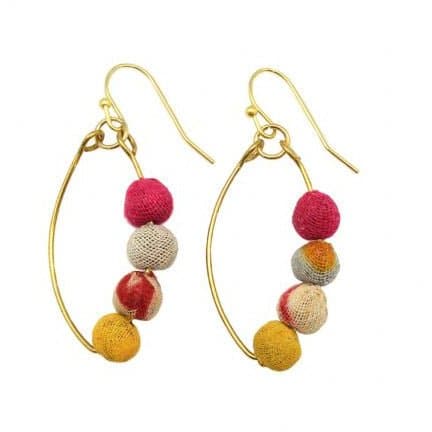 Aasha Open Hoop with Gathered Cluster Earrings - HER Home Design Boutique