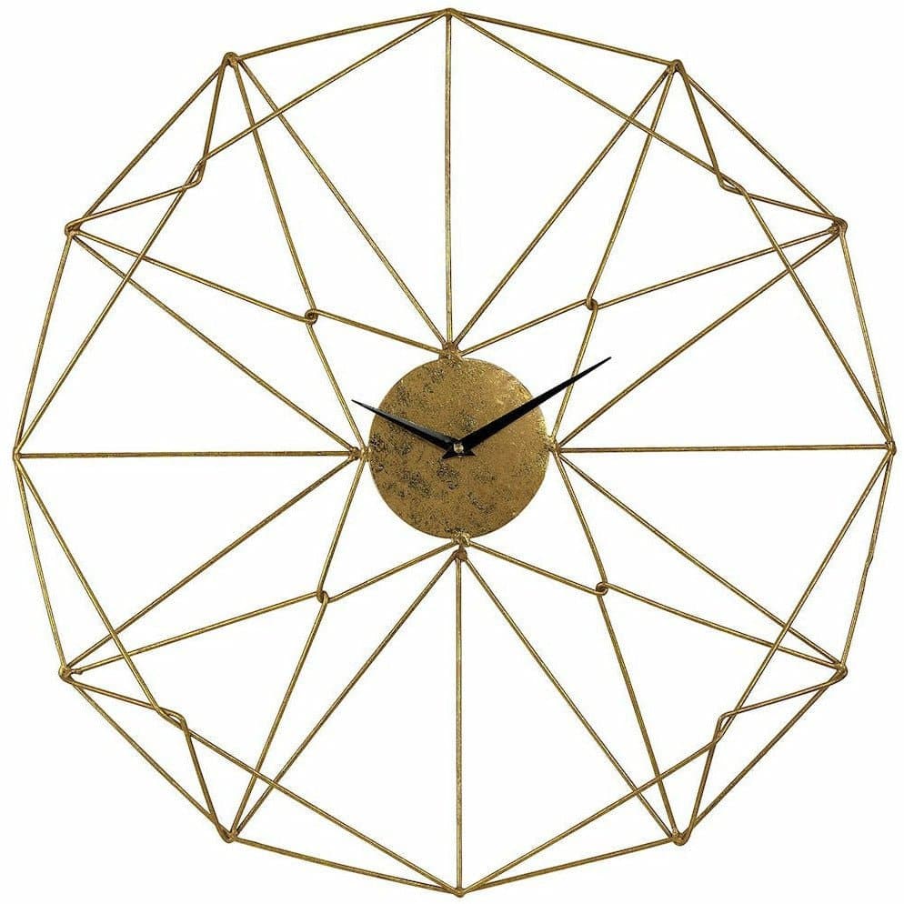 Angular Wirework Gold Metal Wall Clock - HER Home Design Boutique