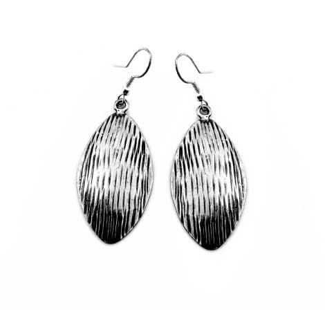 Anju Engraved Dangle Antiqued Silver Plated Earrings with Wispy Pattern - HER Home Design Boutique