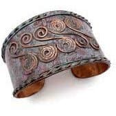 Anju Lilac Purple Row of Double Spirals Copper Patina Cuff - HER Home Design Boutique